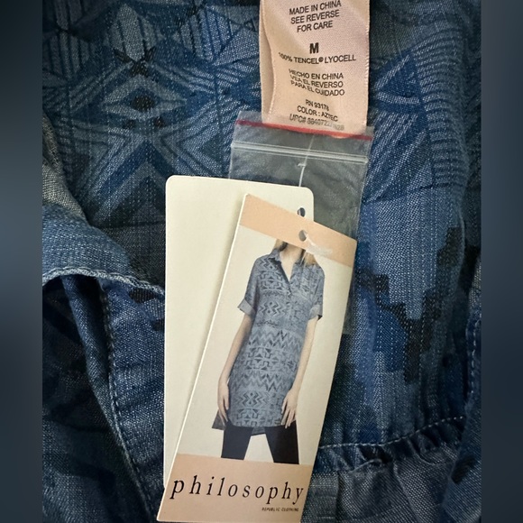 NWT Philosophy Tunic Shirt Dress Tencel Aztec - Picture 2 of 4